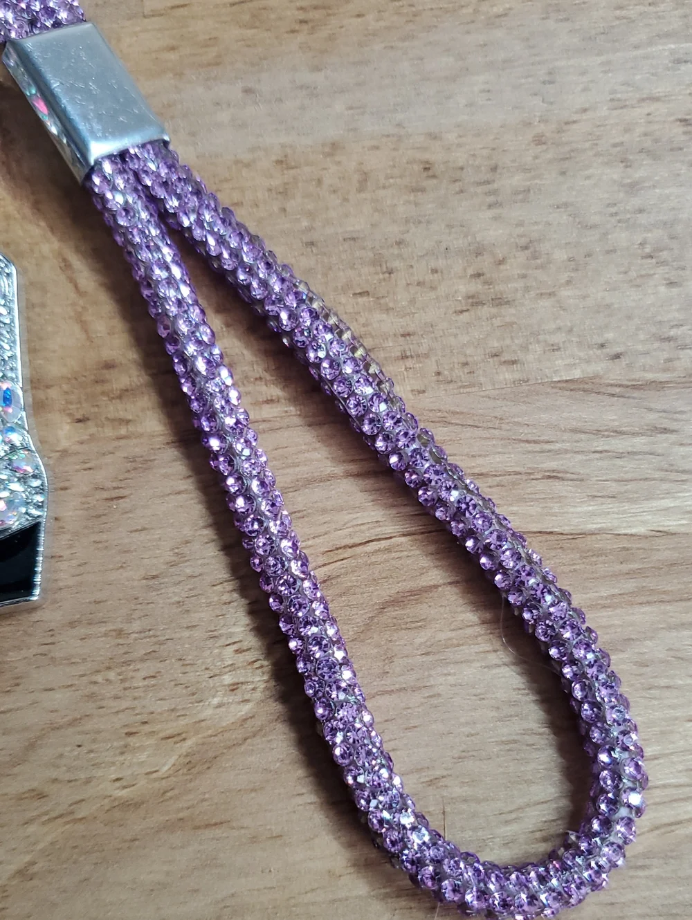 Purple Crystal Western Boot Beaded Keychain